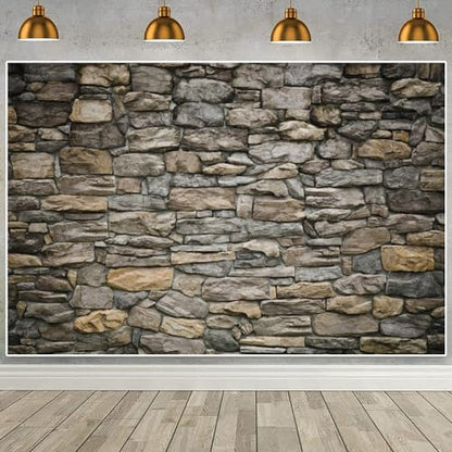 Stone Brick Wall Photography Backdrop Stone Backsplash Brick Wallpaper Background Baby Adult Family Artistic Portrait Photo Video Shooting Studio Props 10X8FT