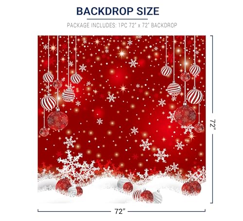 Allenjoy 6 x 6 FT Red Christmas Sparkle Bokeh Snowflakes Photography Background Xmas Party Decor Backdrop for Photo Studio Prop Supplies - size: 72 x 72 in
