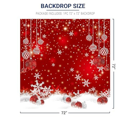 Allenjoy 6 x 6 FT Red Christmas Sparkle Bokeh Snowflakes Photography Background Xmas Party Decor Backdrop for Photo Studio Prop Supplies - size: 72 x 72 in