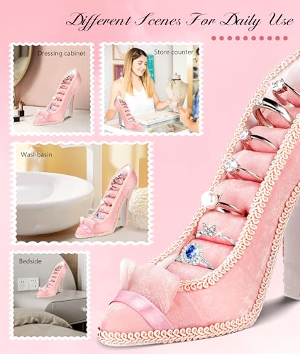 Jewelry Display Stand, Earring Necklace Ring Holder, Model Dress High heeled Shoes Earring Necklace Ring Jewelry Holder Stand Display (Purple) - color: Purple