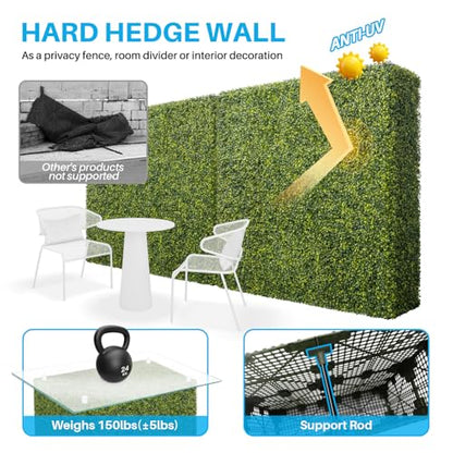Patio Rigid Panel- Artificial Grass Wall Hedge 108" W x 36" H x 12" D Faux Boxwood Panels with Fake Plants Greenery Backdrop Room Divider Privacy Planters for Patio Office Balcony Porch - size: 108" x 36" x 12"