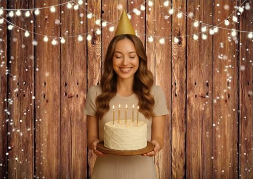 CHAIYA 8X6FT Brown Wood Backdrop Rustic Photo Backdrop Country Wooden Background Birthday Wedding Western Party Decoration Studio Props