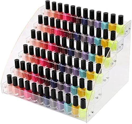 6 Tiers Acrylic Essential Oil Display Rack Nail Polish Organizer Plastic Collection Container for Paints Dropper Bottle Makeup Tabletop Desktop Retail Store Shelf Storage Case Stand Fair Show Holder - size: 6 Floors