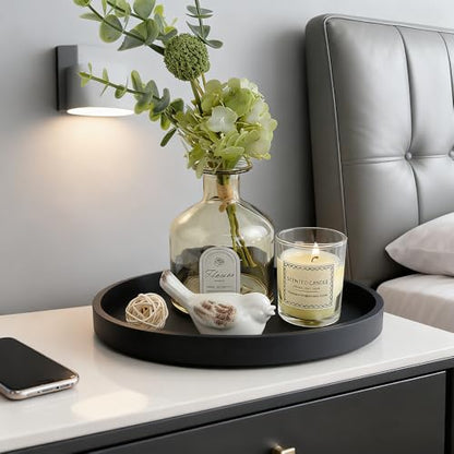 Silicone Bathroom Tray - 9-Inch Round Vanity Tray, Suitable for Candles, Perfumes, Soap Dispensers Black - color: Black
