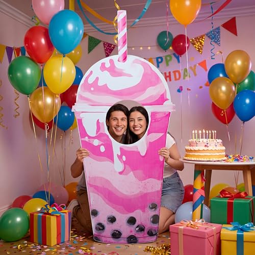 Jetec 5 ft Bubble Tea Cardboard Cutout Stand up Life Size Boba Tea Party Decoration Ice Cream Pearl Milk Photo Props Backdrop for Summer Pool Beach Baby Shower Wedding Birthday Party Supply - size: 5 feet, style: Pearl Milk Tea