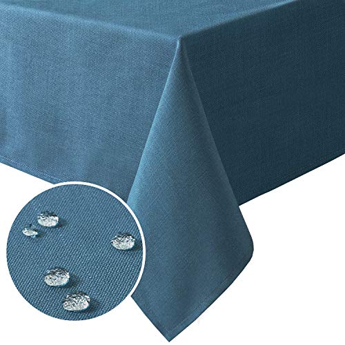 H.VERSAILTEX Linen Textured Table Cloths 54 x 54 Inch Premium Solid Tablecloth Spill-Proof Waterproof Table Cover for Dining Buffet Feature Extra Soft and Thick Fabric Wrinkle Free, Ink Blue - color: Ink Blue, size: 54" x 54" (Square)