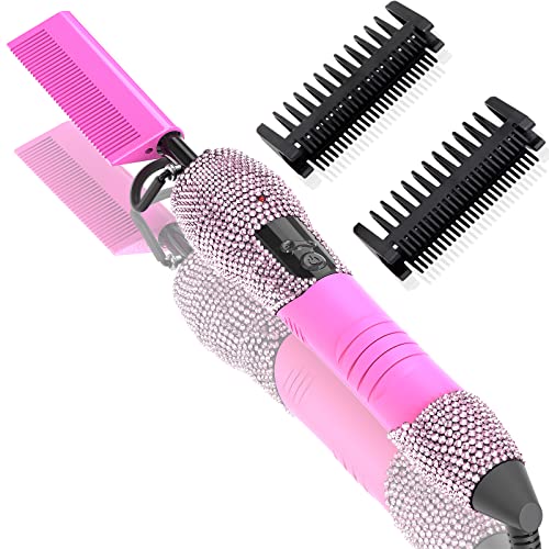 Dan Technology 500℉ Hot Comb for Wigs, Diamond Hair Straightener, 7 Temperature Settings, 60 Min Auto-Off, Professional Styling Tool for Natural Black Hair - color: Pink