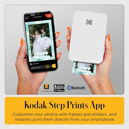 KODAK Step Printer Wireless Mobile Photo Printer with Zink Zero Ink Technology & Kodak App for iOS & Android (White) Gift Bundle - color: White, style: Starter Bundle