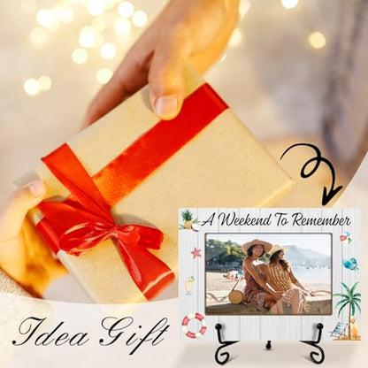 Beach Picture Frame - A Week To Remember, Family Vacation Honeymoon Holiday Trip, 4 x 6 Picture Frame with Stand for Tabletop Display - color: Frame24
