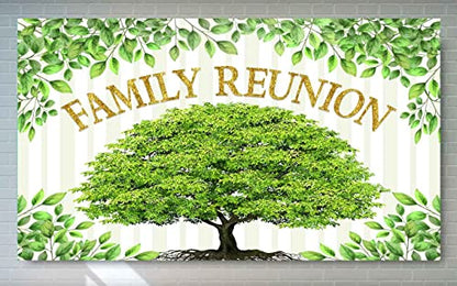 Family Reunion Backdrop, Family Tree Members Theme Photo Backdrop Vinyl 18x10ft Green Tree Family Gather Welcome Party Photography Backdrops Rod-Pocket Props, BJLSGU100 - size: 18x10ft
