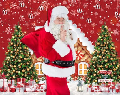 Christmas Backdrop - Winter Merry Christmas Photo Backdrop 10x8ft Gingerbread House Xmas Tree Gift Background Party Decor Prop - color: NKY05219