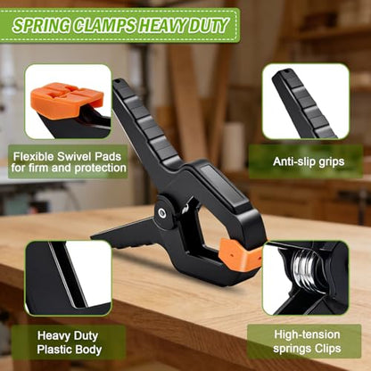 36 Pack Spring Clamps Heavy Duty - 3.5 Inch Wood Clamps for Woodworking, Spring Clips Clamp for Crafts,Photography Backdrop, Balloon Arch and More with Non-Slip Handles and Adjustable Jaw Pads,Orange - size: Orange-36 Pack