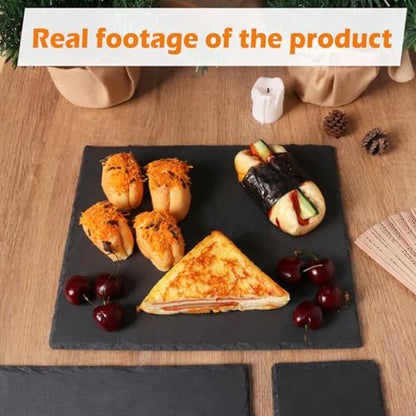 6 Pack 12 x 10 Inch Slate Cheese Boards, Black Rectangle Slate Charcuterie Boards, Natural Charcuterie Stone Plates for Parties, Gifts, and Special Events, Cheese, Sushi, Food. - size: 6 Pack 12 X 10 Inch