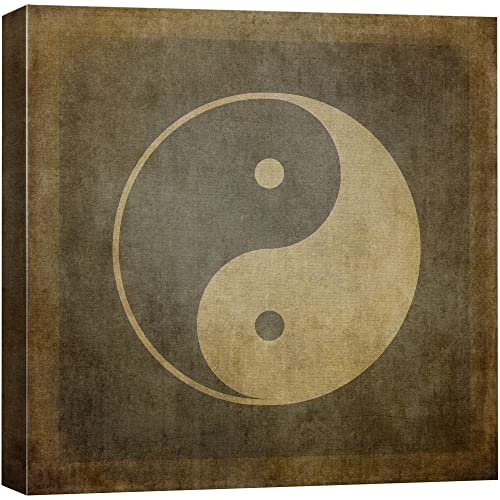 wall26 Canvas Print Wall Art Brown & Tan Grunge Chinese Yin Yang Symbol Historic Cultural Illustrations Modern Art Chic Relax/Calm Multicolor Dark for Living Room, Bedroom, Office - 12"x12" - color: Artwork - 37, size: 12"L x 12"W