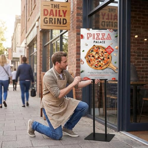 Floor Poster Board Stand, Double-Sided for Board & Foam Sign, Adjustable Metal Sign Holder, Height Up to 82Inches Poster Stand for Display Pedestal Sign Stand (1 Pack Poster Stand) - size: 1 Pack Poster Stand