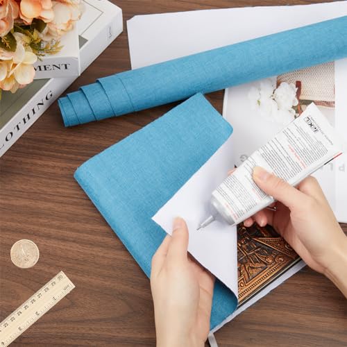 CRASPIRE Book Cloth for Book Binding 51 x 11.8in Force Blue Fabric Surface Paper Backed A3-A8 Linen Bookcover Books Album Scrapbooking Archival DIY Covering Protector Bookcloth Bookbinding Supplies - color: Air Force Blue