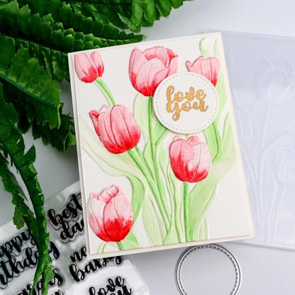 Briartw 3D Embossing Folder for Card Making Adding Textured Detail to Paper Crafting 6.3x4.5inch Clear Texture Plate Perfect for Heavyweight Cardstock (≥250gsm/92lb),Tulip Texture Template - color: Tulip
