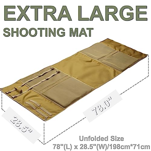 DEYACE Shooting Mats Prone Padded, Extra Large Portable Roll Up Shooting Padded Mat for Range Shooting and Hunting - color: Tan