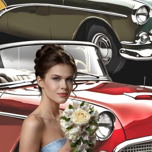 Old Fashioned Backdrop Background for Photography 5x7ft Photobooth Professional Photo Backdrop Curtains Video Photography Studio Photo Backgrounds Banner Booth Background Screen Parties - color: Classic Car Roadsters Old Fashioned