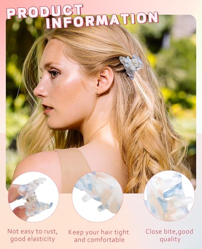 Claw Jaw Hair Clips 12PCS Small for Thin Hair Styling Mini Accessories Classic Clamp for Women Girls - color: Gilltter
