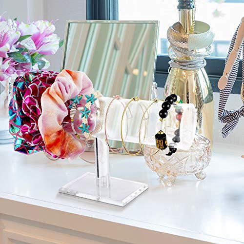 Maitys Hovering Acrylic Bracelet Display Stand T Bar Jewelry Holder Watch Bangle Organizer for Necklace Pendants Anklet Home(Clear)