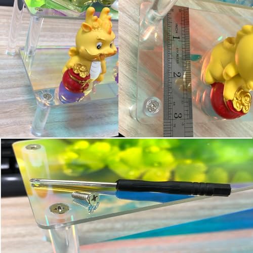 MY MIRONEY 2 Tier Acrylic Riser Display Shelf Iridescent Display Stand Figurines Decoration Organizer Cupcakes Holder for Display Food Desserts Collectibles Perfume Makeup(11.81" x 5.04" x 3.94") - size: 11.81" x 5.04" x 3.94"