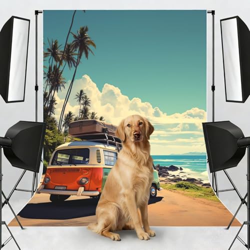 Summer Road Trip Backdrop Background for Photography 5x7ft Photobooth Professional Photo Backdrop Curtains Video Photography Studio Photo Backgrounds Banner Booth Background Screen Parties - color: Summer Road Trip