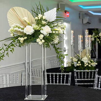 YALLOVE Acrylic Flower Stand, Set of 2 Clear Pedestal, 23.6 Inch Tall Vases for Wedding Event Party Props, Home Decor - size: 23.6''