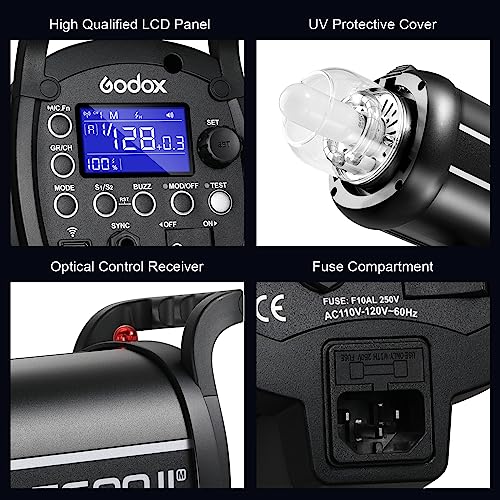 Godox 3 Pack QT600IIM 1800Ws 2.4G TTL Speedlite Studio Flash Strobe Light Bowens Mount Kit,GN76 1/8000s HHS,Recycle in 0.05-0.9 Sec for Studio Shooting, Location and Portrait Photography