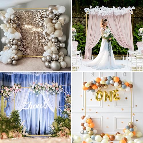 Metal Wedding Arch Backdrop Stand for Parties 6.6FT Gold Balloon Arch Square Frame Kit Pipe and Drape Stand Floral for Ceremony, Wedding, Baby Shower, Birthday Party, Flower Wall Decoration