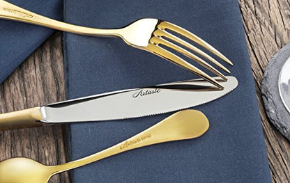 Artaste 56907 Rain 18/10 Stainless Steel Flatware 36-Piece Set, Gold Finish, Service for 12 - color: Gold