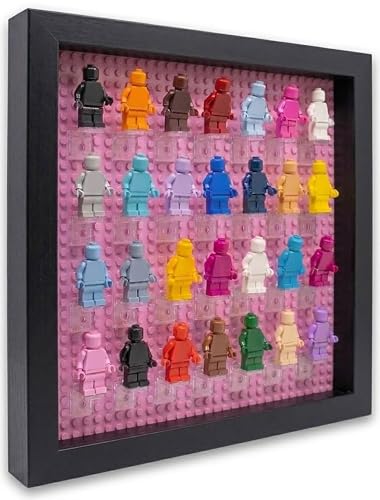 Figurine Display Case 10x10 Black Shadow Box for Miniature Figures 10x10 Black Wood Shadow Box with Black Base to Display Up to 28 Block Figures - color: Black With Black Backing, size: 10x10