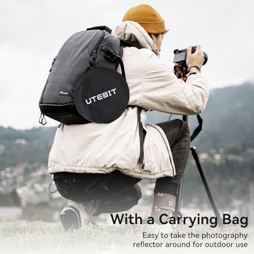 UTEBIT 24"/60cm Reflector Photography, Collapsible Light Reflector with Clamp & Bag, 5-in-1 Photography Reflector Translucent/Silver/Gold/White/Black with 3/8" Thread for Studio Outdoor Lighting - size: 24 Inch