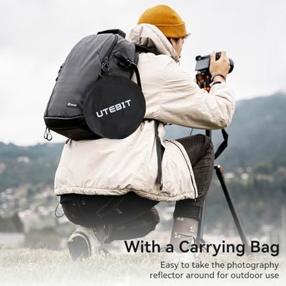 UTEBIT 24"/60cm Reflector Photography, Collapsible Light Reflector with Clamp & Bag, 5-in-1 Photography Reflector Translucent/Silver/Gold/White/Black with 3/8" Thread for Studio Outdoor Lighting - size: 24 Inch