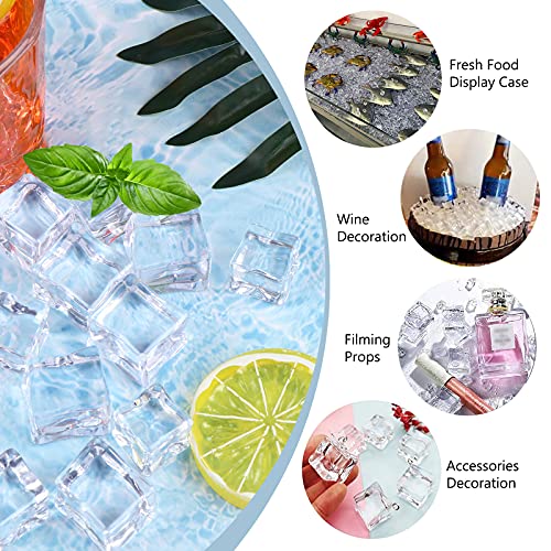 Fake Ice Cubes, 50 PCS 0.8" Fake Ice, Artificial Acrylic Crystal Diamonds for Vase Fillers, 20 mm Plastic Ice Cubes for Party, Wedding - color: 20 MM-50PCS