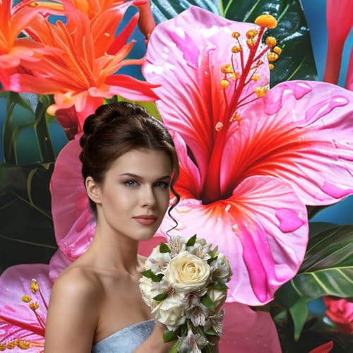 Tropical Plant Flower Backdrop Background for Photography 5x7ft Photobooth Professional Photo Backdrop Curtains Video Photography Studio Photo Backgrounds Banner Booth Background Screen Parties - color: Tropical Plant Flower