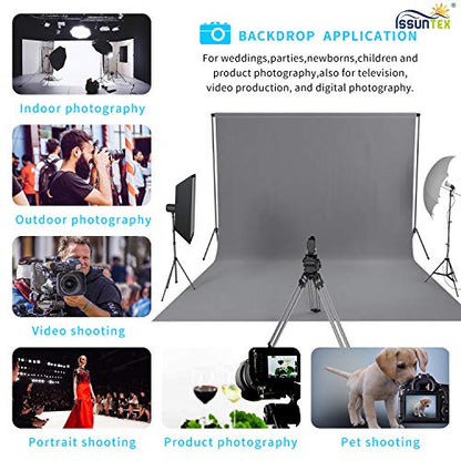 ISSUNTEX 5X7 ft Background Muslin Backdrop, Photo Studio, Collapsible High Density Screen for Video Photography and Television-Gray - color: Gray, size: 5X7 ft