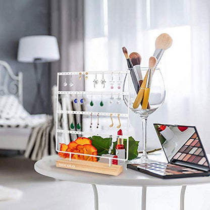 Mocolo Earring Holder Stand, Earring Organizer Display Holder Stand for Hanging Earrings(88 Holes & 4 Layers) (White) - color: White