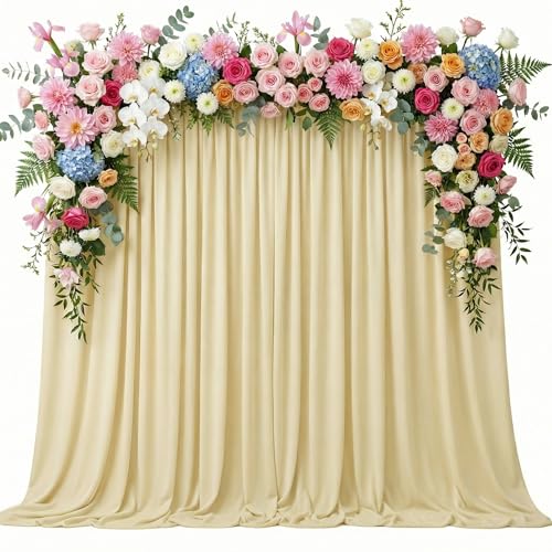 Asee'm 10x10FT Beige Backdrop Curtains for Parties, Polyester Photo Fabric Curtain Backdrop Drapes for Birthday Wedding Party Decor Background Photography with Rod Pocket, 5x10FT, 2 Panels - color: Beige, size: 5'(W) x 10'(H), 2 panels