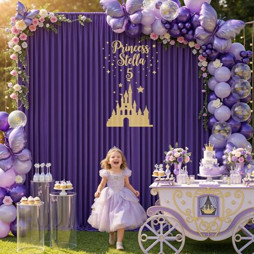 10ft×12ft Deep Purple Backdrop Curtains for Wedding Parties, 2 Panels Wrinkle Free Polyester Photo Backdrop Drapes Back Drop Cloth for Birthday Photography Background - color: Deep Purple, size: W5' x H12'(2 panels)
