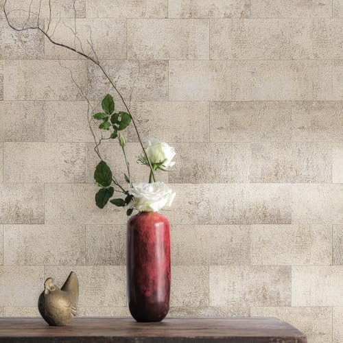 Art3d 102-Piece Peel and Stick Wall Tile for Kitchen Backsplash, Bathroom, Fireplace, 3in. × 6in. Stick on Subway Tile Stone Beige - color: Stone Beige