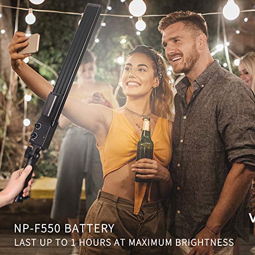 LED Video Light Battery Powered Photography Light Portable Handheld Wand,Dimmable 2800-5500K Photo Studio Light Kit with NP-550 Li-ion Battery and Stand for Portrait, YouTube,Outdoor Video - size: Lighting kit+NP-F550 battery