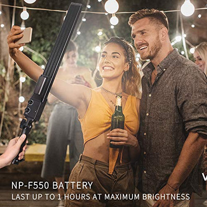 LED Video Light Battery Powered Photography Light Portable Handheld Wand,Dimmable 2800-5500K Photo Studio Light Kit with NP-550 Li-ion Battery and Stand for Portrait, YouTube,Outdoor Video - size: Lighting kit+NP-F550 battery