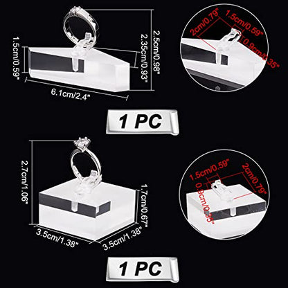 AHANDMAKER 2 Sets Acrylic Ring Display Holder, Triangle Square Clear Acrylic Block Jewelry Storage Stand for Ring Jewelly Display Home Trade Show Photo Prop Exhibit