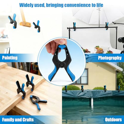 12 Pack 4inch Heavy Duty Spring Clips, Plastic Spring Clamps for Woodworking, Backdrop Stand, Pool Cover, Photography, Crafts