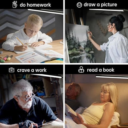 LED Desk Lamp with Clamp, Eye-Protection Clip on Desk Lamp, 5 Modes 10 Brightness Adjustment, 360°Flexible Gooseneck Lamp for Home Office, Lamps with USB Adapter，Black - color: Plus.-Black