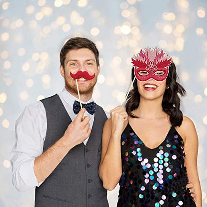 Valentines Day Photo Booth Props Kit, 28PCS Photography Props, Funny DIY Picture Selfie Accessories for Valentine’s Day Wedding Party Suppliers Favor Birthday Shower Decoration Decor