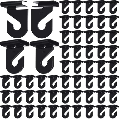 Vicenpal 100 Pair Drop Ceiling Hooks Bulk for Classrooms Hanging, Metal Suspended Track Tile Hooks Aluminum Heavy Duty T Bar Clips, Hold up to 20 Lbs for School Offices Plants Decorations (Black) - color: Black