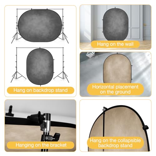 Kate 5x6.5ft(1.5x2m) Collapsible Backdrop Brown Grey Texture Pop up Backgrounds Folding Photography Backdrops Photoshoot Prop