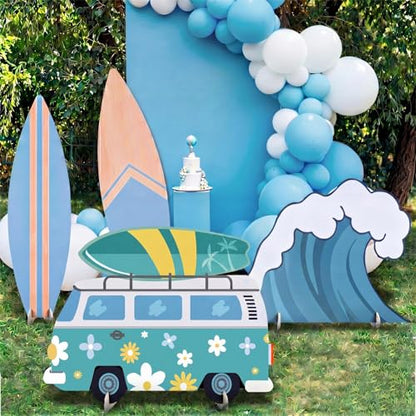 4 Pcs Large The Big One Themed Birthday Party Decorations 1st Birthday Decoration Beach Surfboard Cardboard Cutout Photo Booth Props Backdrop for Beach Pool Baby Shower Supplies - style: Surfboard